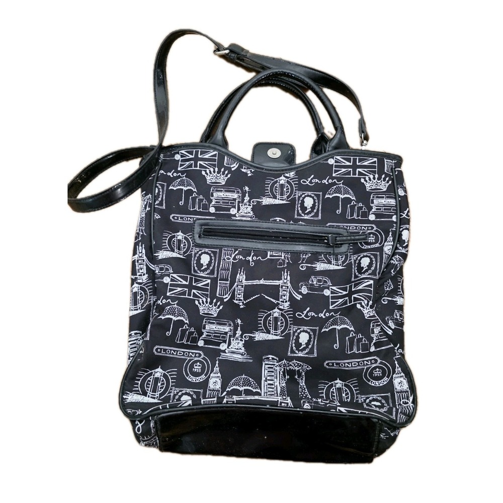 Lulu by Lulu Guinness London Print Tote Bag Y2K Patent Trim Shoulder Bag - Picture 9 of 9